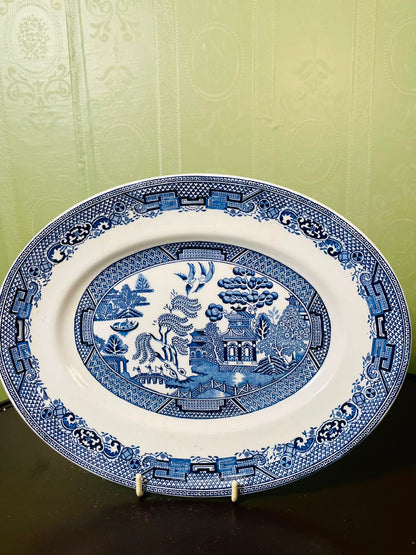 Wood & Sons Woods Ware Willow Blue & White Oval Plate 11 in England