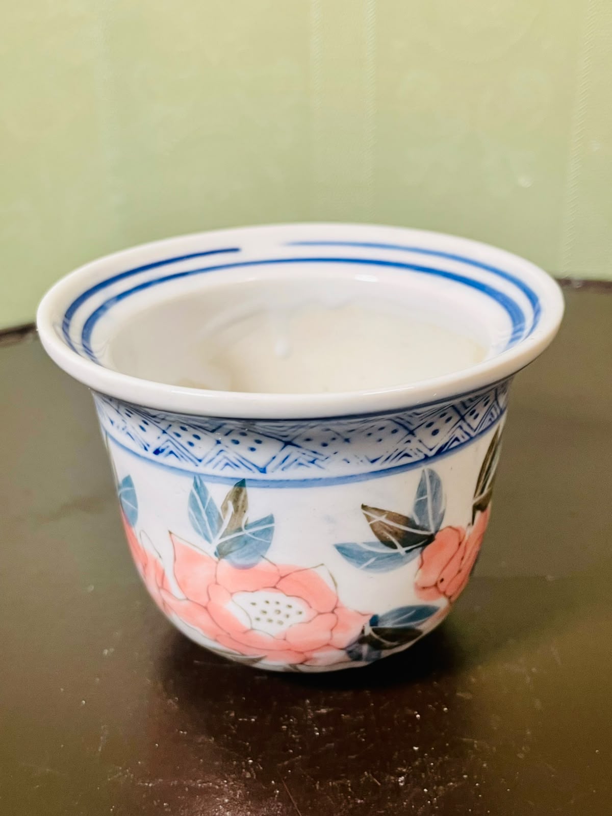 Blue & Coral Floral Ceramic Planter 8 cm