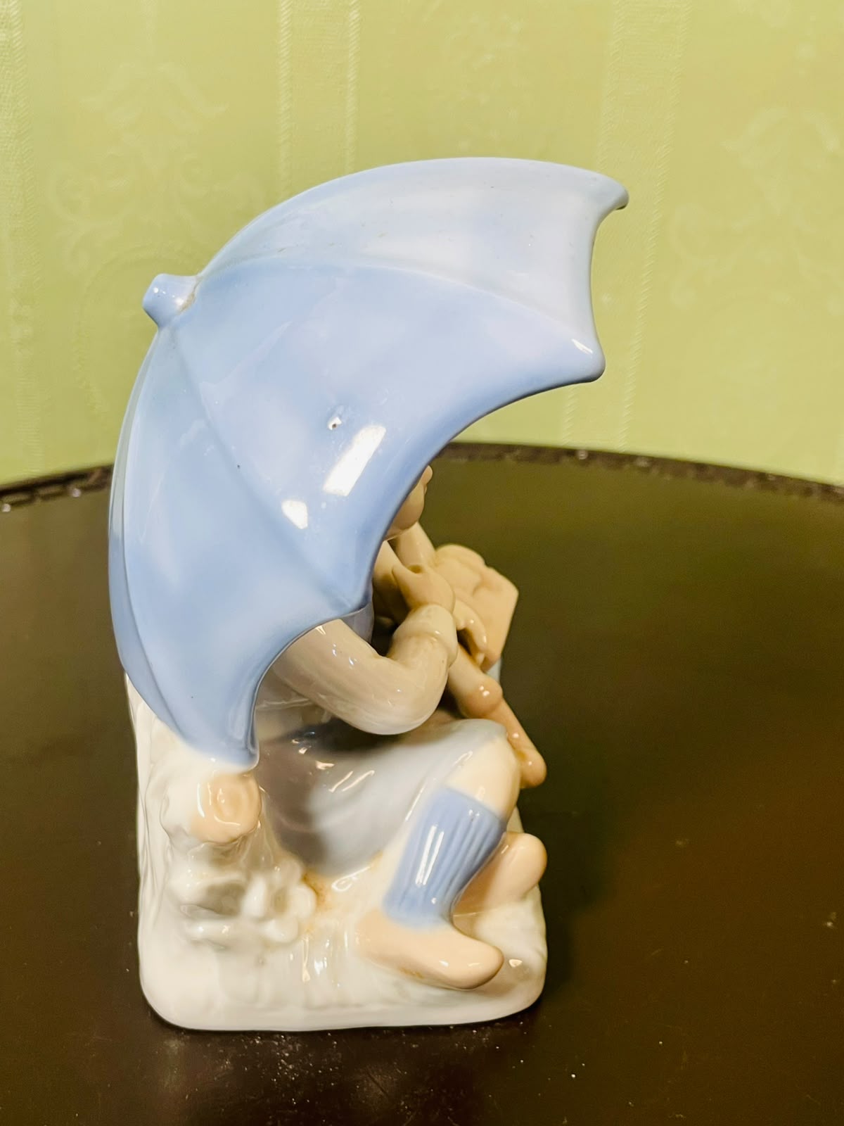 Vintage Porcelain Children Under Umbrella Figurine 16 cm