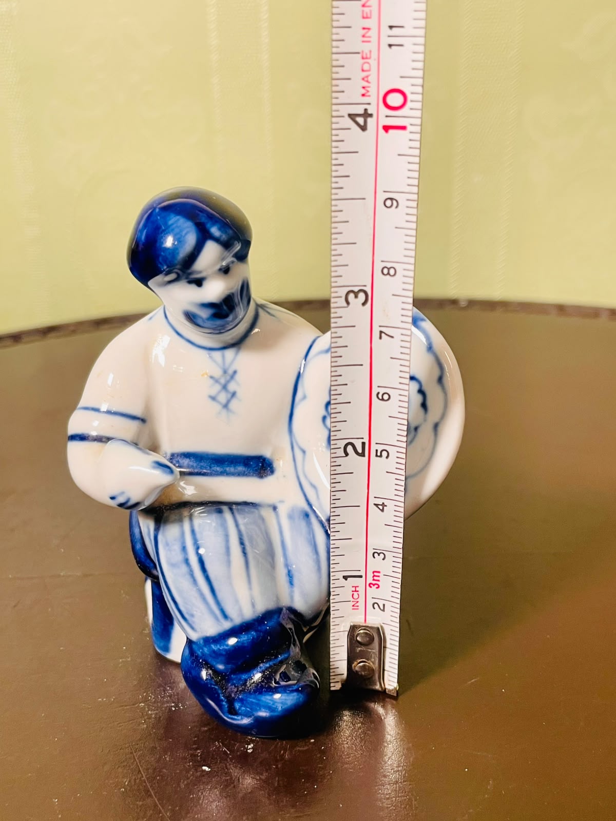 Blue & White Lady with Parasol Ceramic Figurine 16 cm