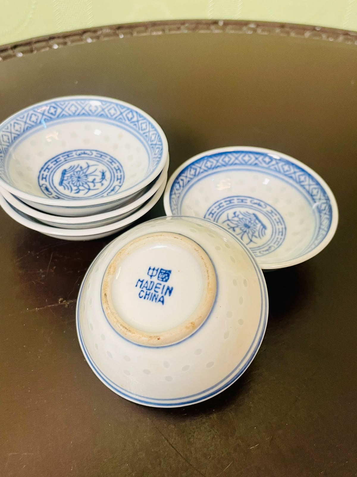 Blue & White Floral Ceramic Bowls 5 Piece Set 8 cm