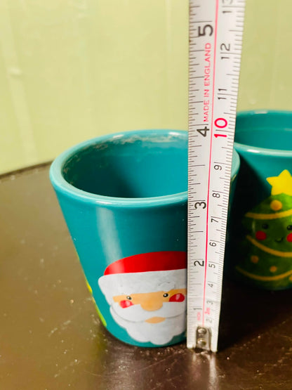 Christmas Tree & Santa Decorative Planter Pots Set of 2