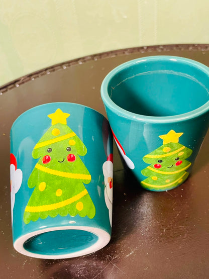 Christmas Tree & Santa Decorative Planter Pots Set of 2