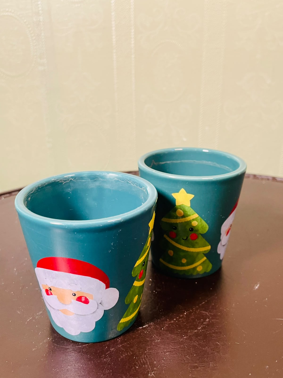Christmas Tree & Santa Decorative Planter Pots Set of 2