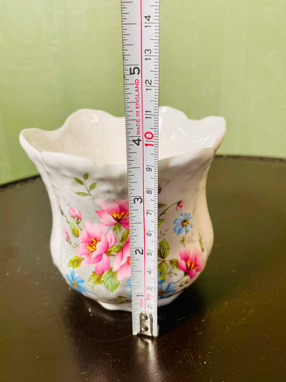 Kirsty Jayne Fine Bone China Floral planter Staffordshire England