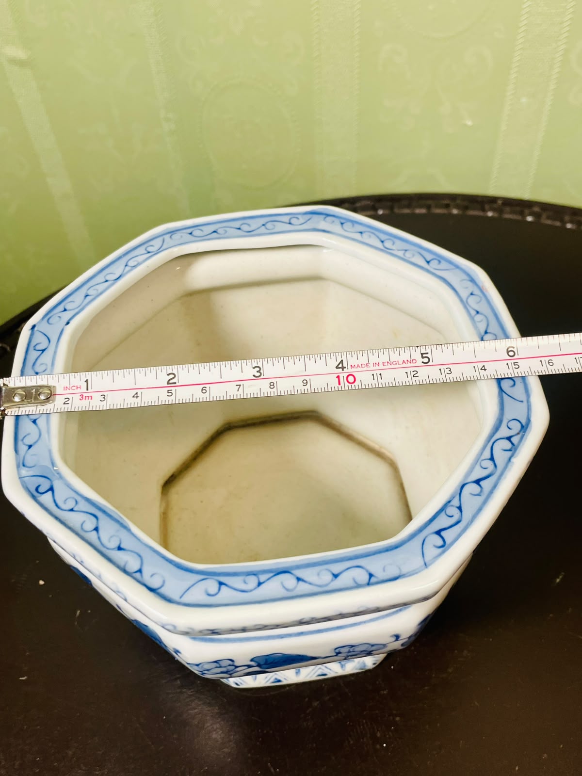 Blue & White Floral Ceramic Planter Octagonal 16 cm