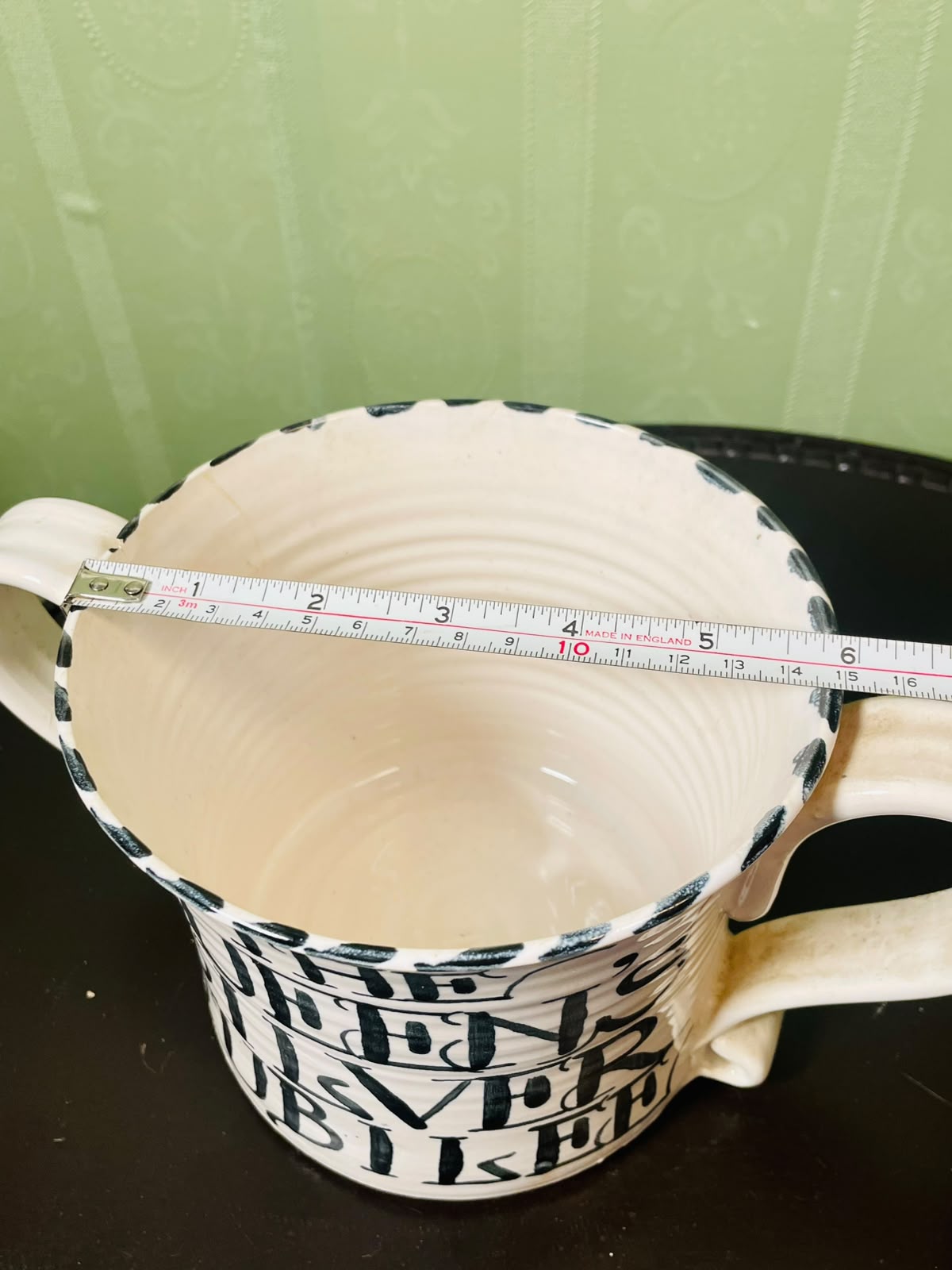 Black & White Typography Ceramic Planter with Handles 13 cm