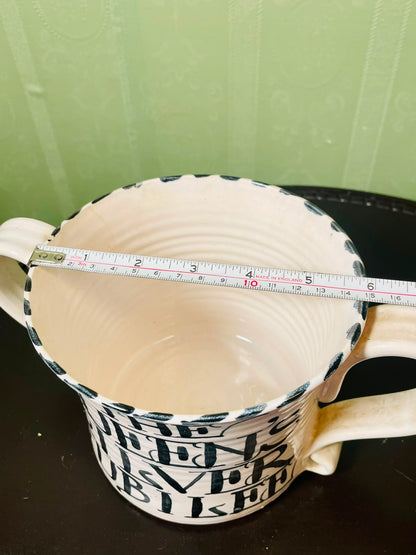Black & White Typography Ceramic Planter with Handles 13 cm