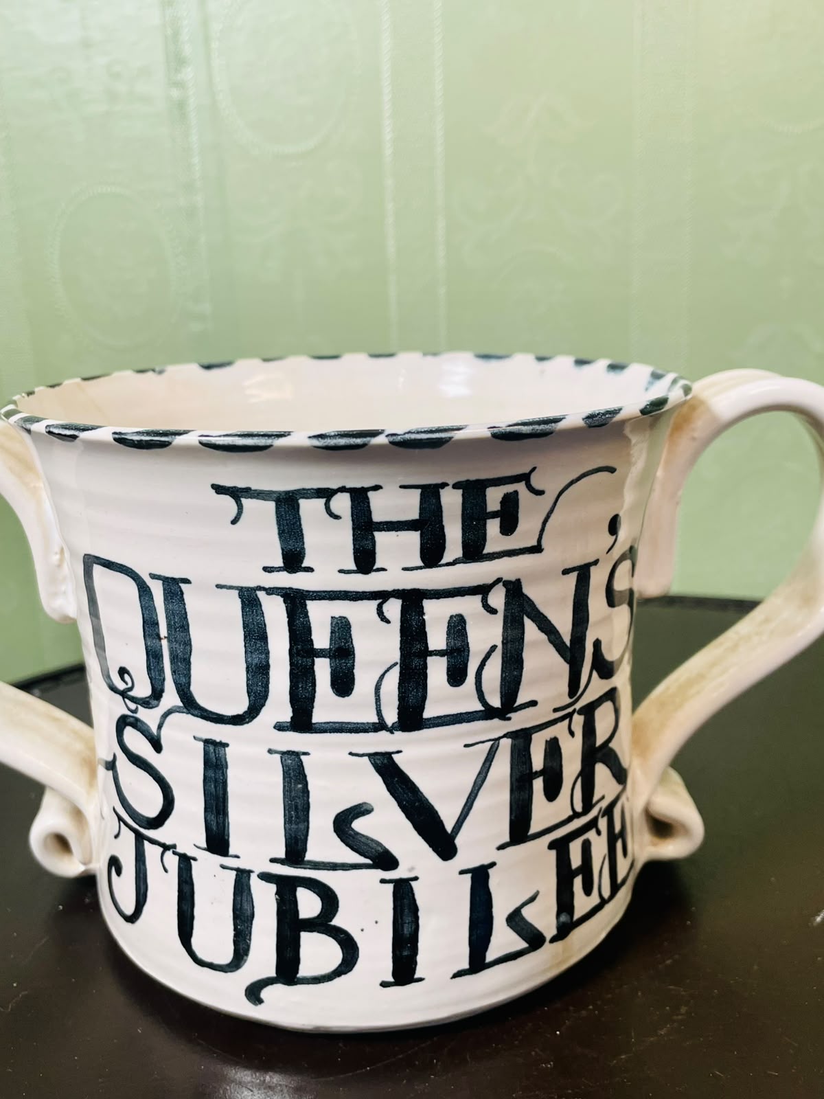 Black & White Typography Ceramic Planter with Handles 13 cm