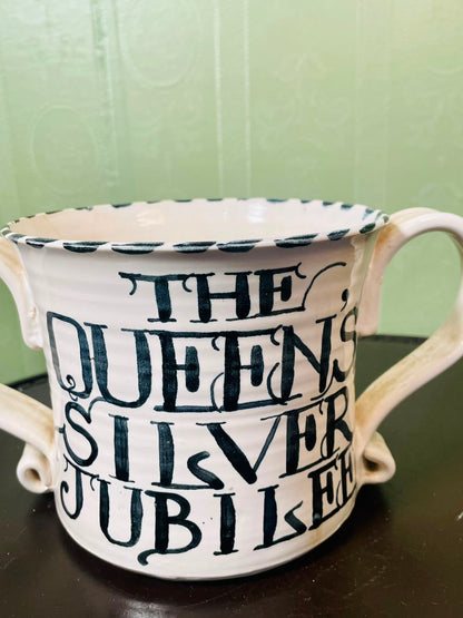 Black & White Typography Ceramic Planter with Handles 13 cm
