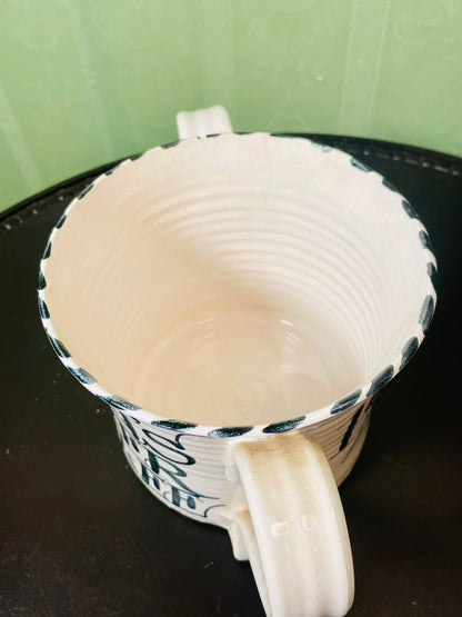 Black & White Typography Ceramic Planter with Handles 13 cm