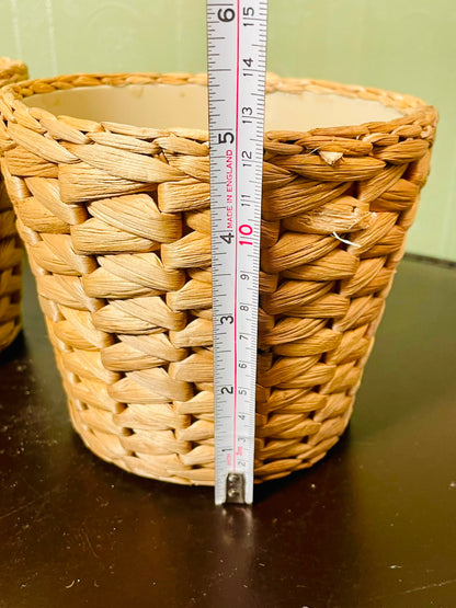 IKEA FRIDFULL Woven Plant Pots Natural 12 cm Set of 2