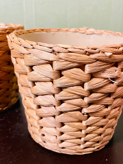 IKEA FRIDFULL Woven Plant Pots Natural 12 cm Set of 2