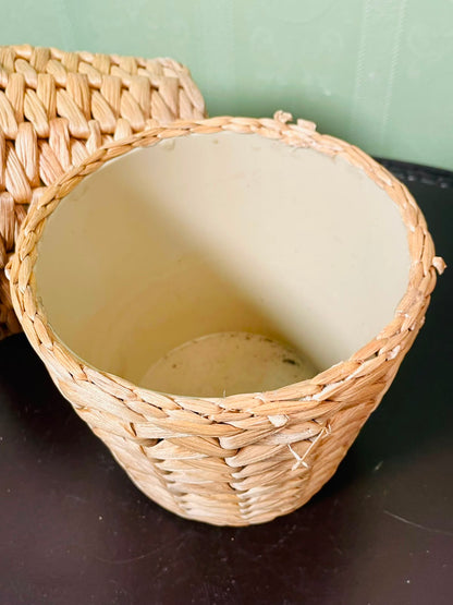 IKEA FRIDFULL Woven Plant Pots Natural 12 cm Set of 2