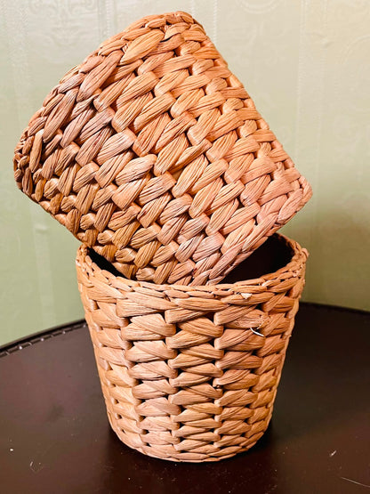IKEA FRIDFULL Woven Plant Pots Natural 12 cm Set of 2