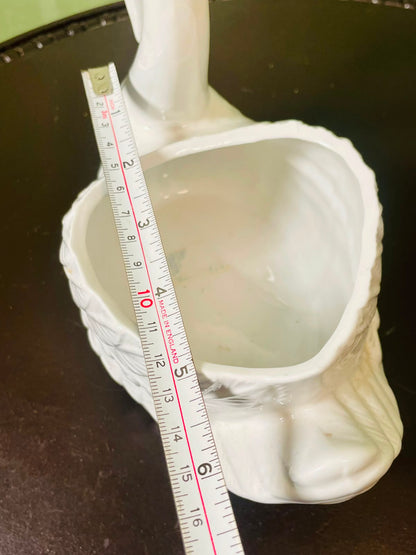 White Ceramic Swan Planter Vase Sculptural Bird Decor 16 cm