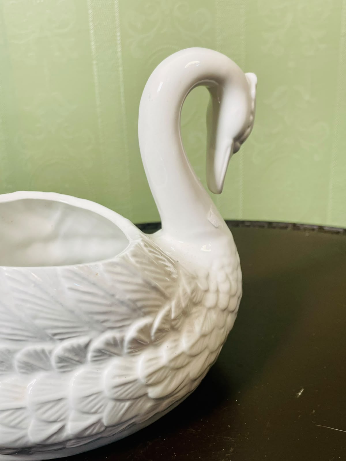White Ceramic Swan Planter Vase Sculptural Bird Decor 16 cm