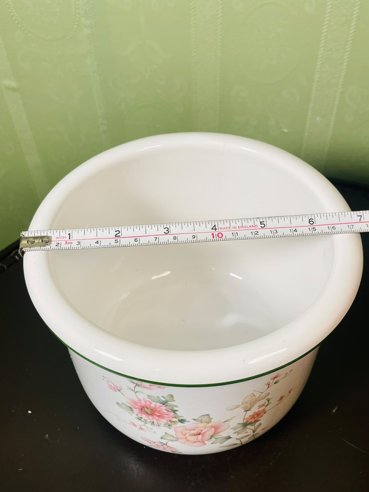 Vintage Floral Ceramic Planter Pot White Pink Green 17 cm