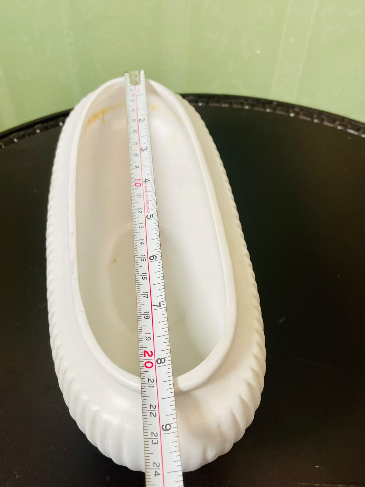Vintage White Ceramic Ribbed Footed Planter Vase 24 cm
