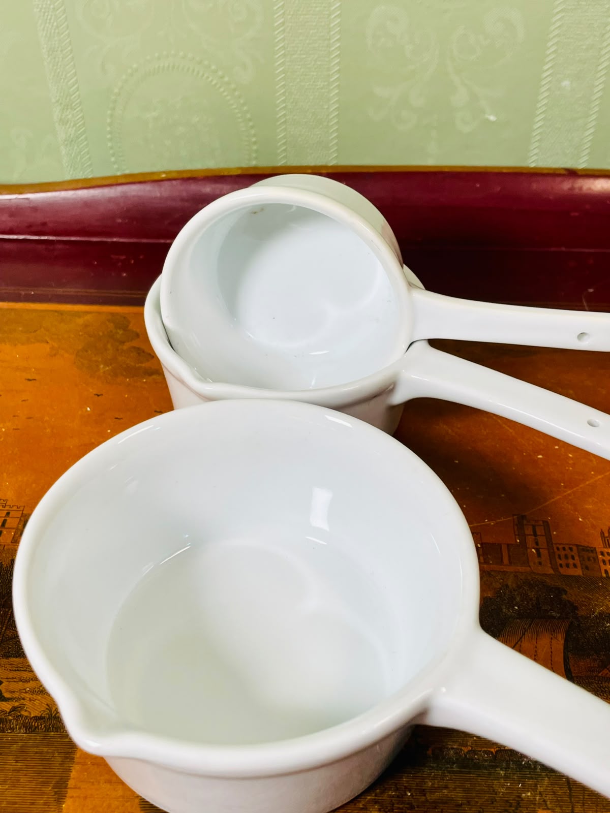 Vintage White Oven-Safe Ramekins with Handles 3-Piece Set