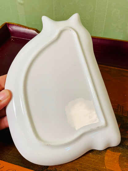 Vintage White Cat-Shaped Ceramic Serving Dish 20cm
