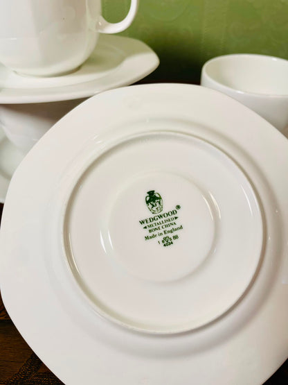 Wedgwood White Bone China Cup & Saucer Set 8-Piece
