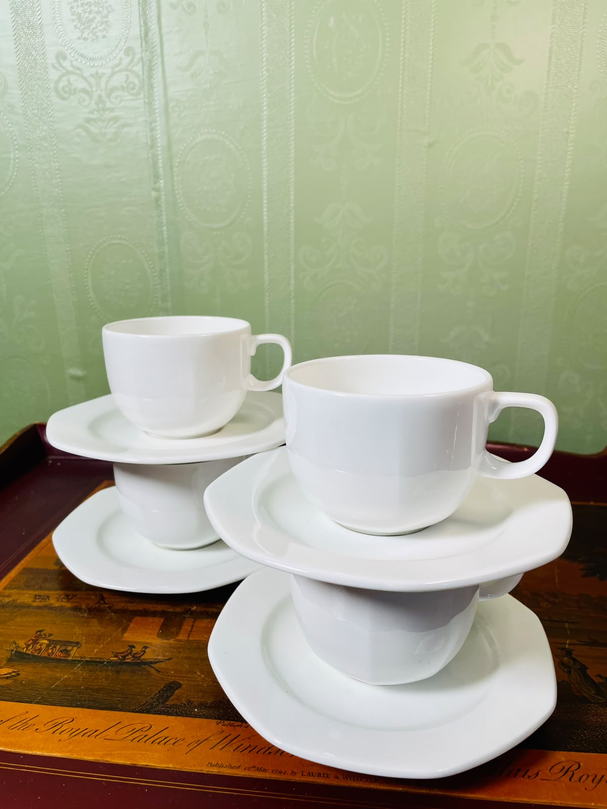 Wedgwood White Bone China Cup & Saucer Set 8-Piece
