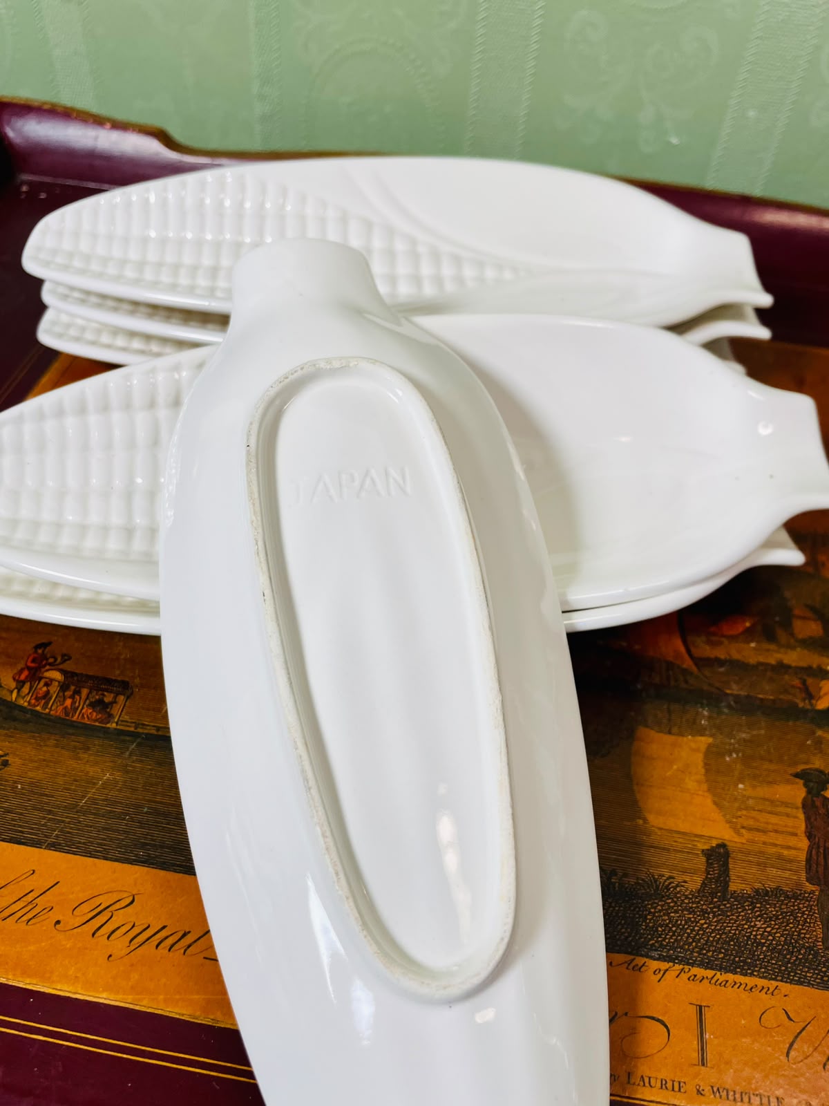 Corn-Shaped White Ceramic Serving Platter (Each)