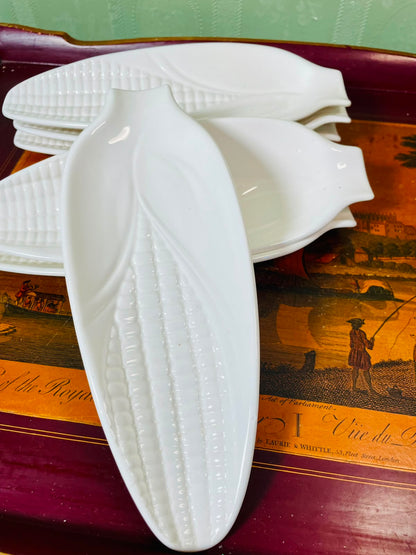 Corn-Shaped White Ceramic Serving Platter (Each)