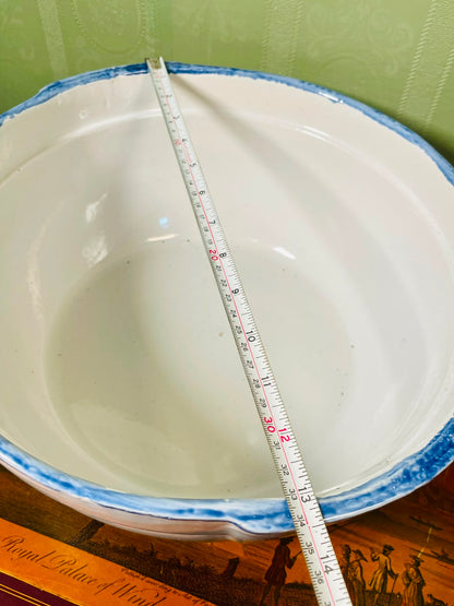 Extra Large Deep Blue & Yellow Floral Ceramic Serving Bowl 35cm