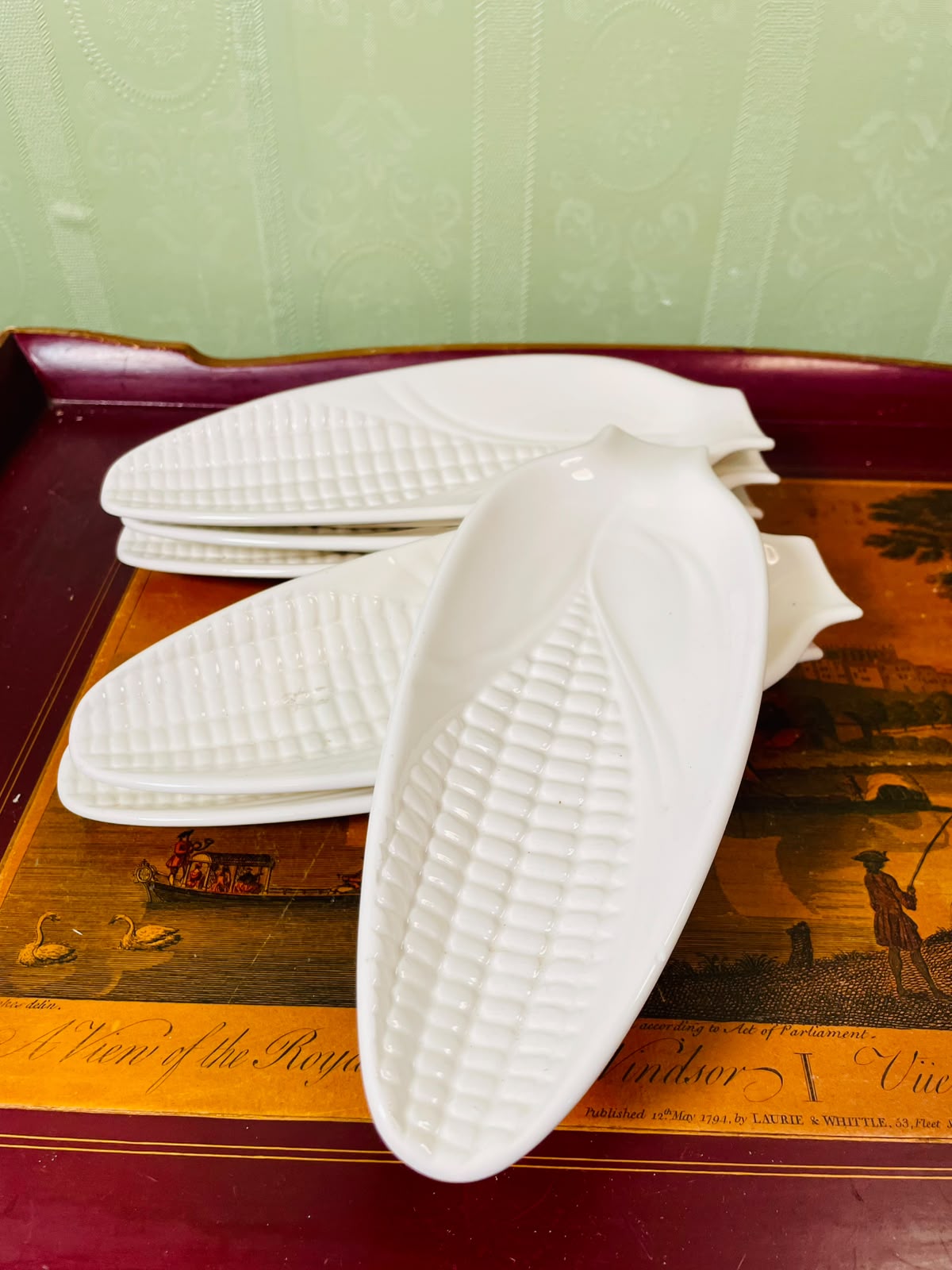 Corn-Shaped White Ceramic Serving Platter (Each)