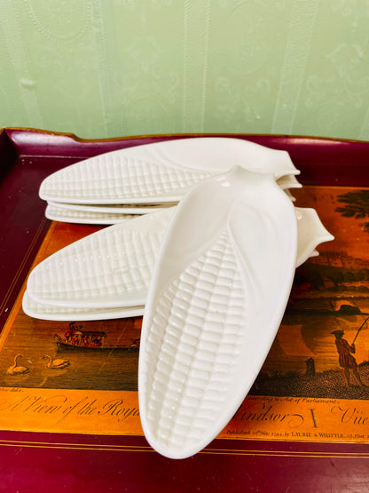 Corn-Shaped White Ceramic Serving Platter (Each)