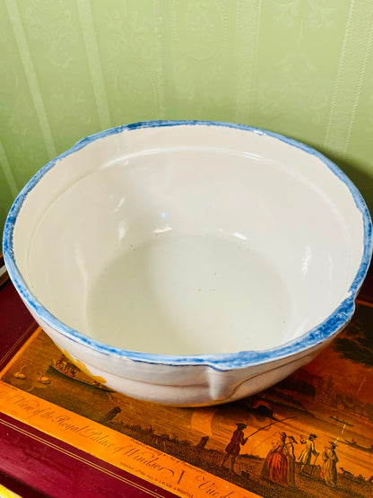 Extra Large Deep Blue & Yellow Floral Ceramic Serving Bowl 35cm
