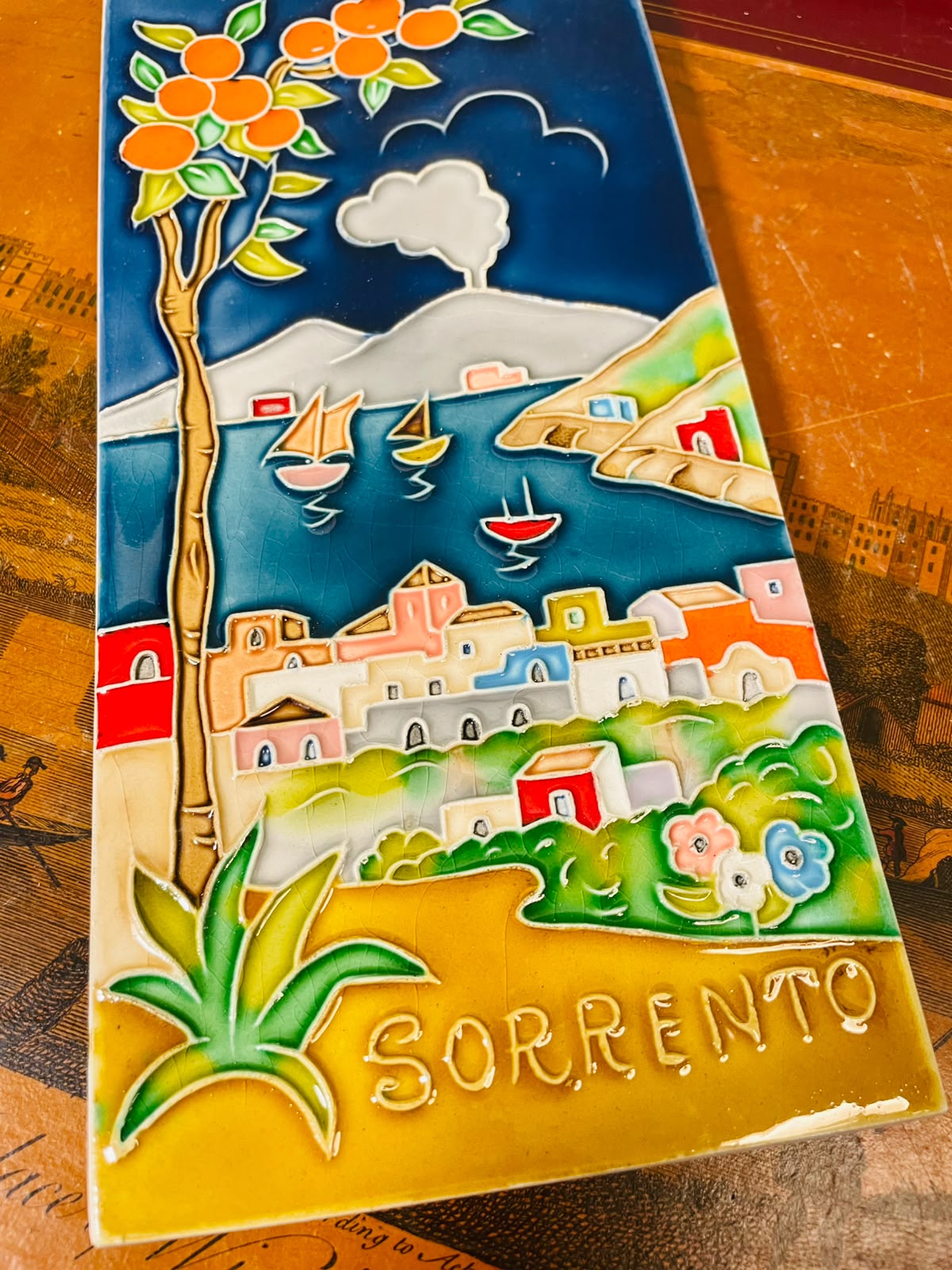 Vintage Sorrento Scenic Ceramic Wall Plaque 24cm