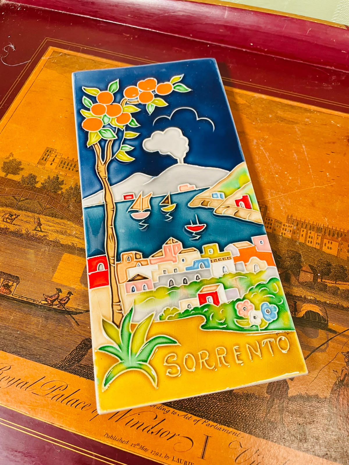 Vintage Sorrento Scenic Ceramic Wall Plaque 24cm
