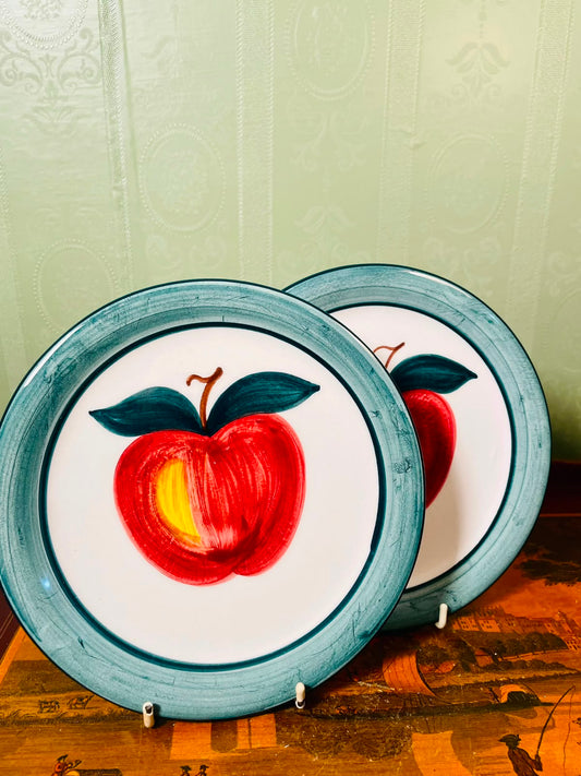Lomer Spanish Hand-Painted Apple Plates 2-Piece Set 20cm