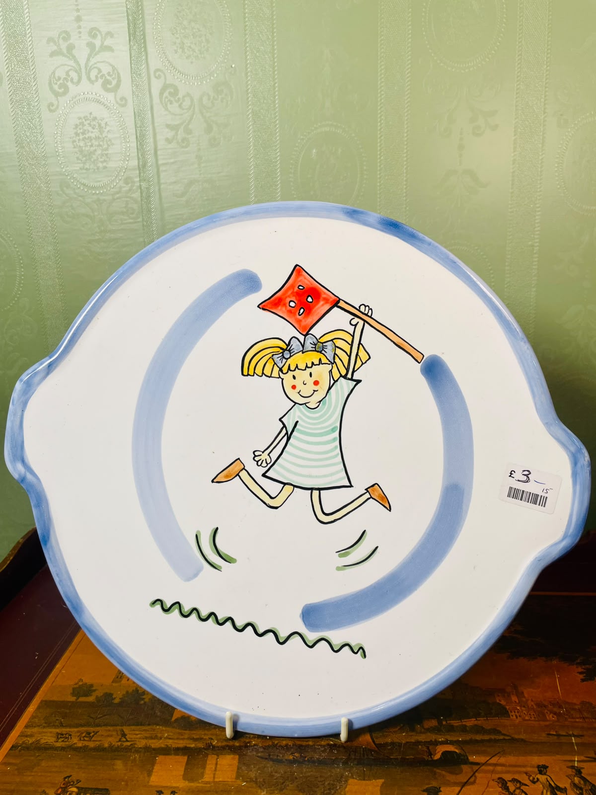 Vintage Child with Kite Ceramic Serving Platter 30cm