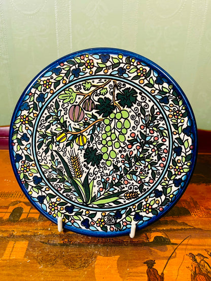 Hand-Painted Mediterranean Botanical Ceramic Wall Plate 16cm