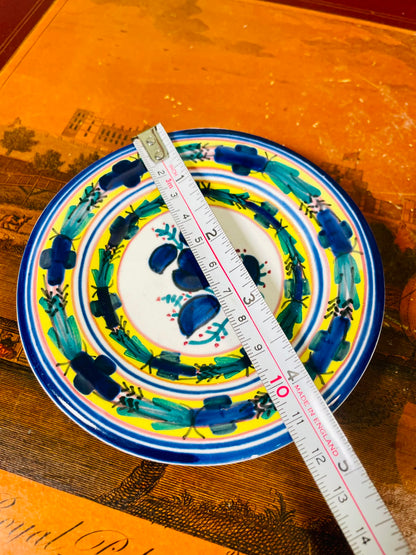 Hand-Painted Italian Ceramic Wall Plate with Blue Fruit Motif – 12cm Decorative Plate