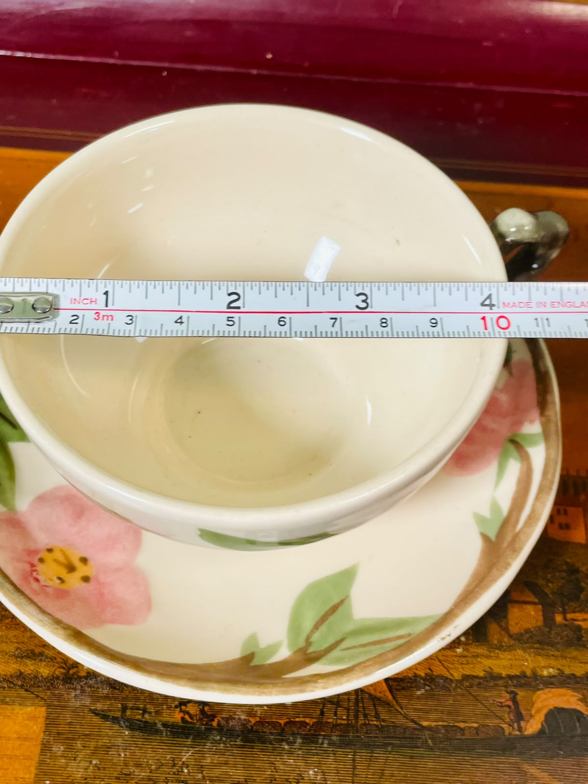 Franciscan Desert Rose Teacup & Saucer Set – Pink Floral Ceramic Cup, Microwave Safe