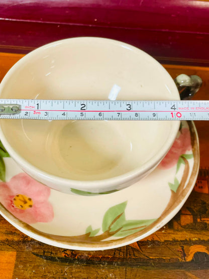 Franciscan Desert Rose Teacup & Saucer Set – Pink Floral Ceramic Cup, Microwave Safe