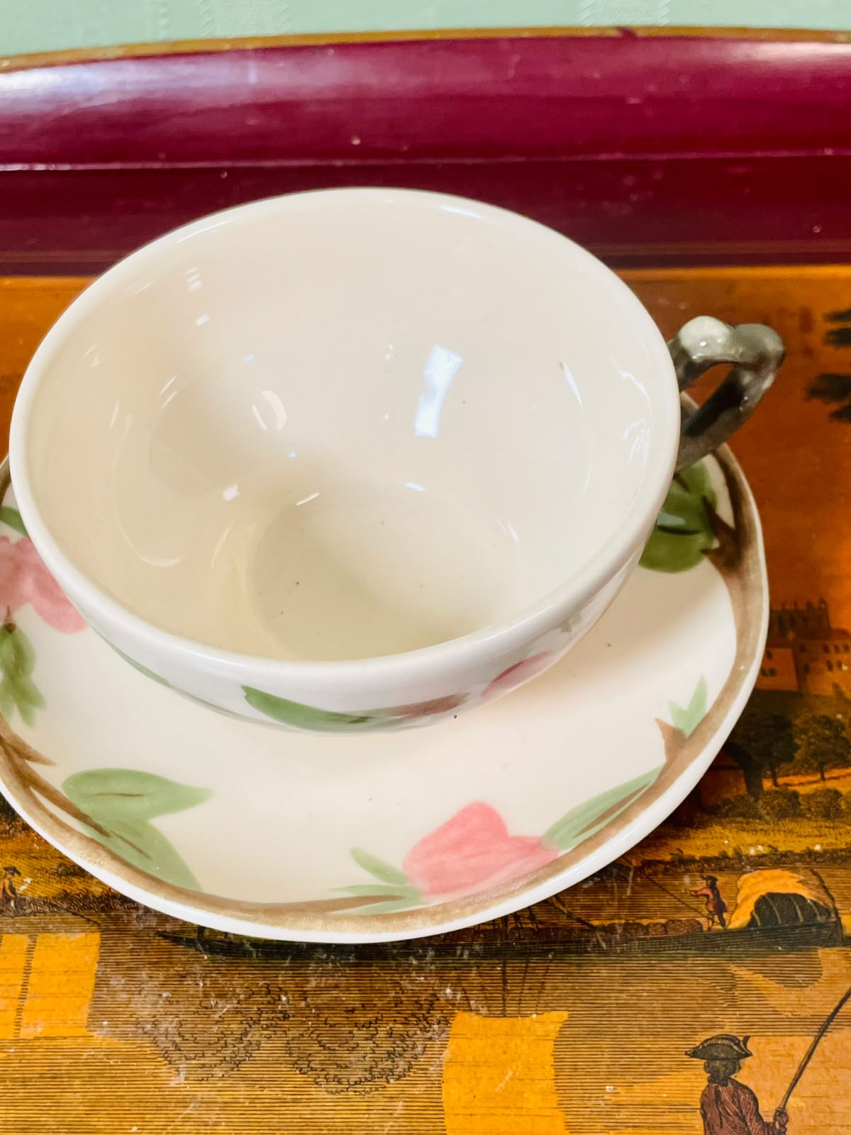 Franciscan Desert Rose Teacup & Saucer Set – Pink Floral Ceramic Cup, Microwave Safe