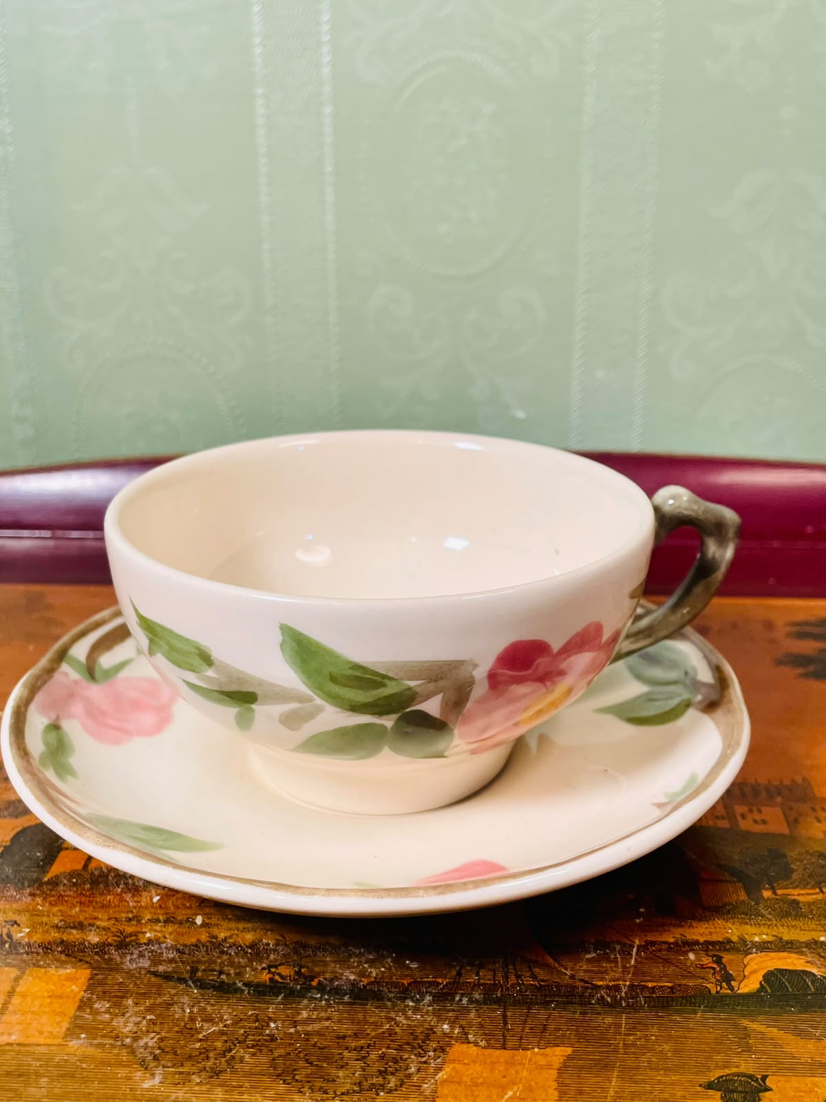 Franciscan Desert Rose Teacup & Saucer Set – Pink Floral Ceramic Cup, Microwave Safe