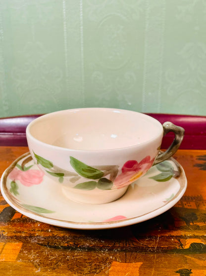 Franciscan Desert Rose Teacup & Saucer Set – Pink Floral Ceramic Cup, Microwave Safe