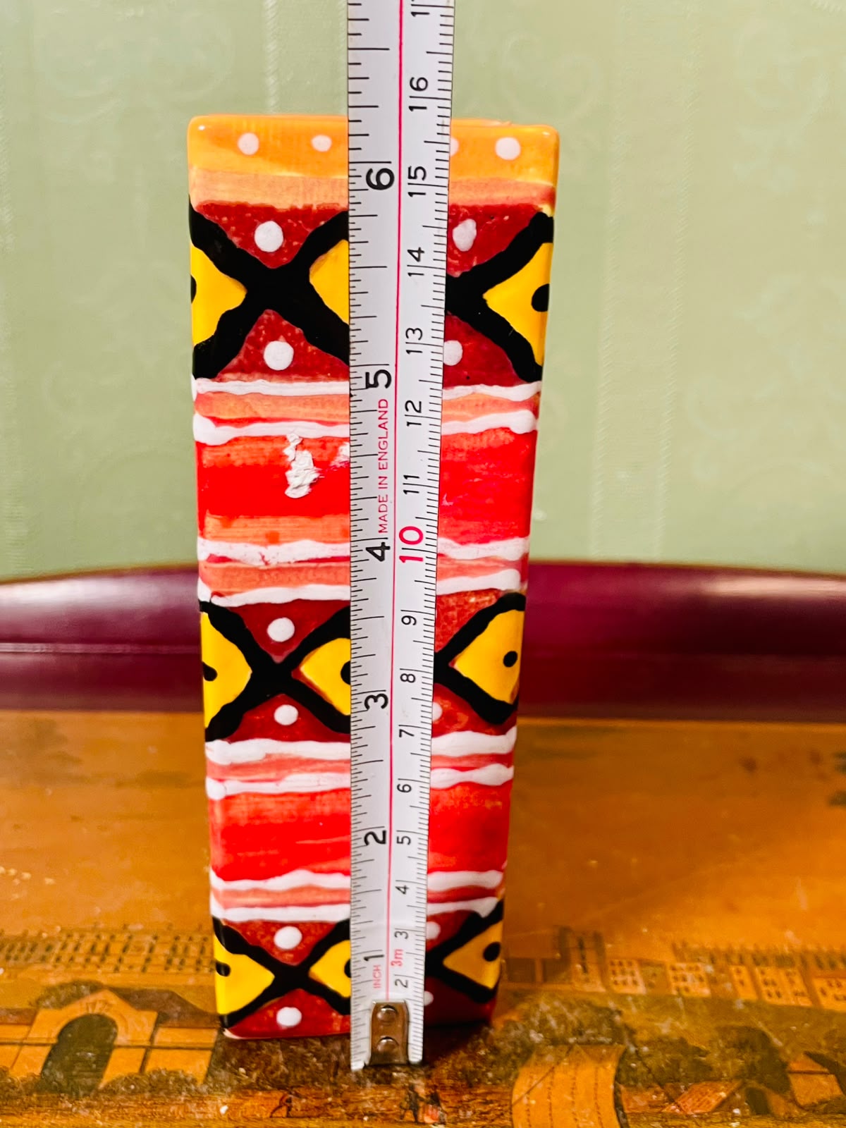 Colourful Geometric Ceramic Vase 16cm Square Decorative Planter