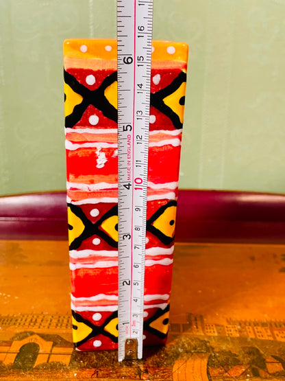 Colourful Geometric Ceramic Vase 16cm Square Decorative Planter