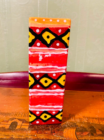 Colourful Geometric Ceramic Vase 16cm Square Decorative Planter