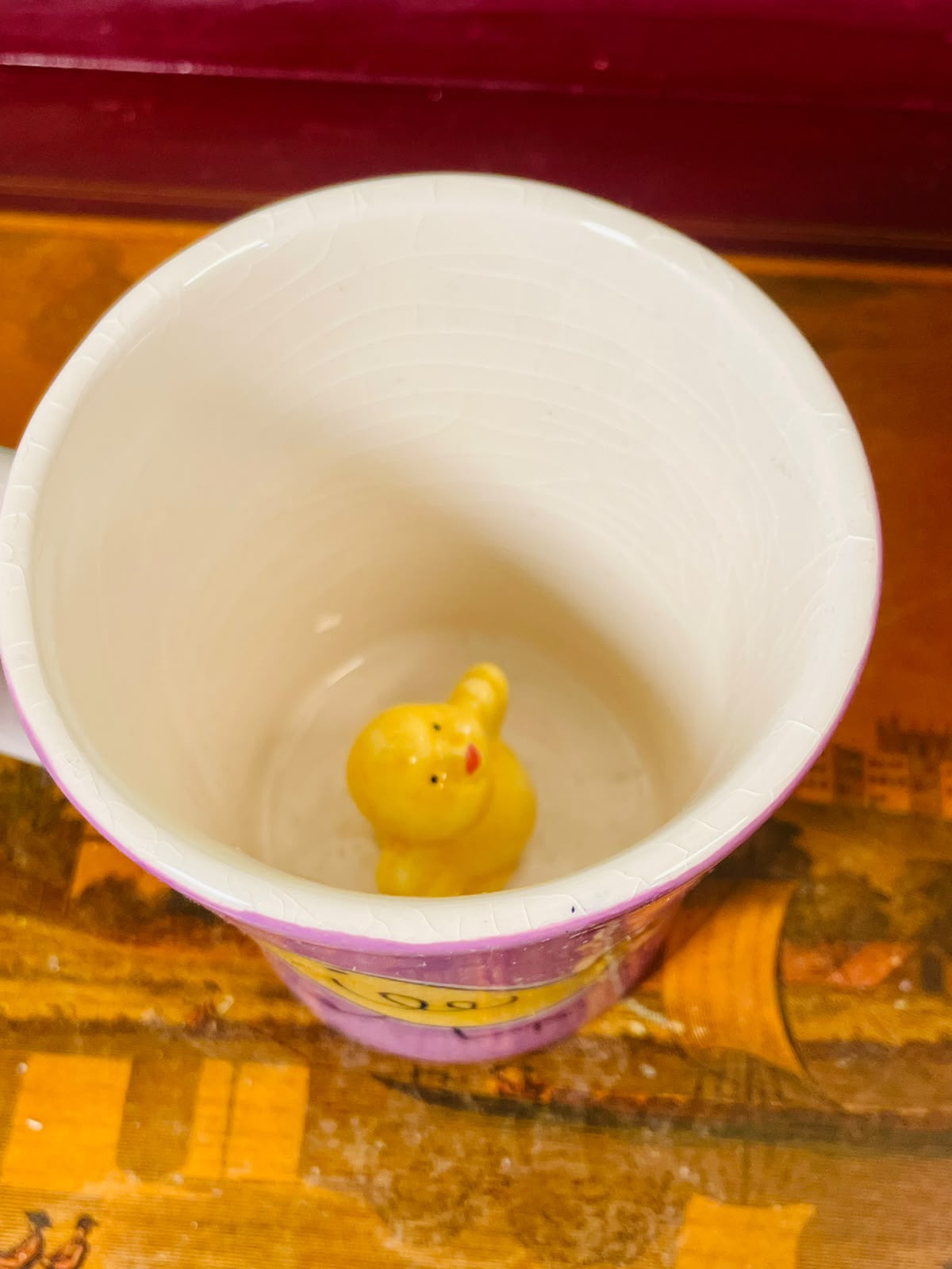 Whittard Purple Hidden Chick hand painted Ceramic Mug 10cm