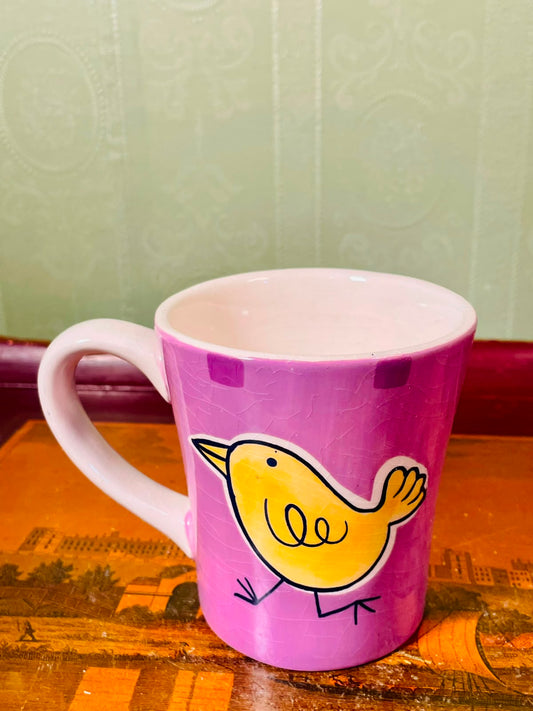 Whittard Purple Hidden Chick hand painted Ceramic Mug 10cm