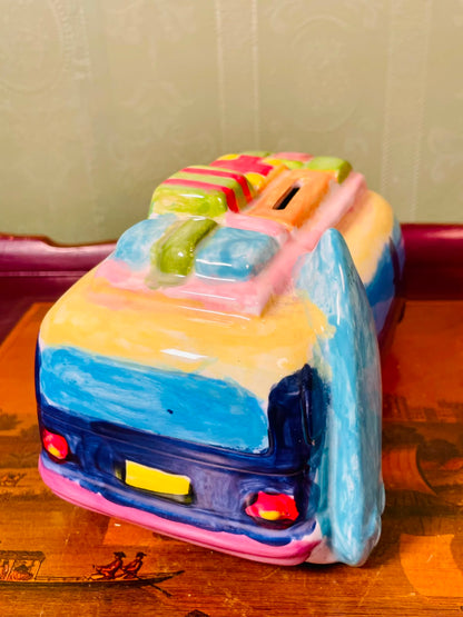 Colourful Ambulance Ceramic hand painted Coin Bank 20cm Novelty Decor